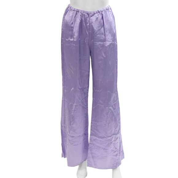 Forte Forte Women's Elastic Waist Pull-On Wide Leg Silky Pants Purple Size 00 - Picture 1 of 6